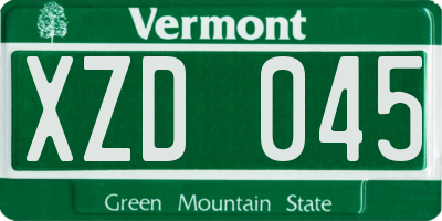 VT license plate XZD045