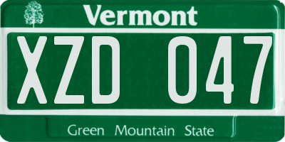 VT license plate XZD047