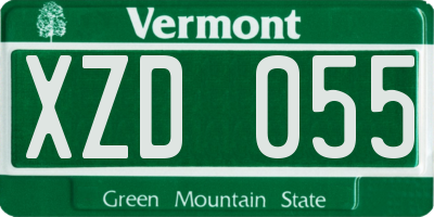VT license plate XZD055