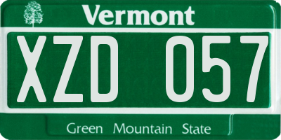 VT license plate XZD057
