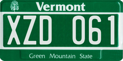VT license plate XZD061