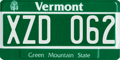 VT license plate XZD062