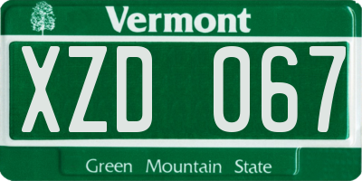 VT license plate XZD067