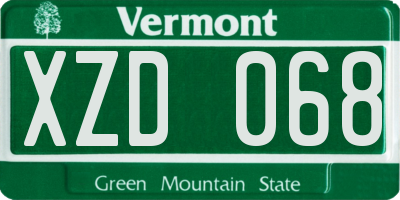 VT license plate XZD068