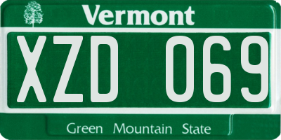 VT license plate XZD069
