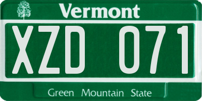 VT license plate XZD071