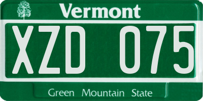 VT license plate XZD075