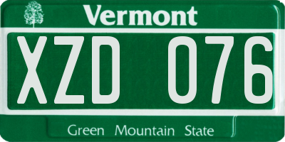 VT license plate XZD076