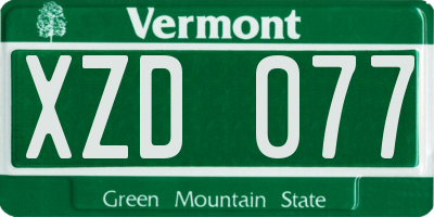 VT license plate XZD077