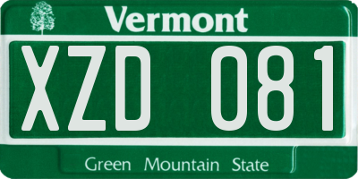 VT license plate XZD081