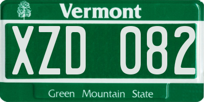 VT license plate XZD082