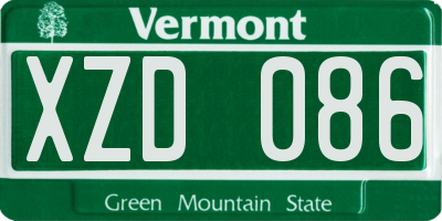 VT license plate XZD086