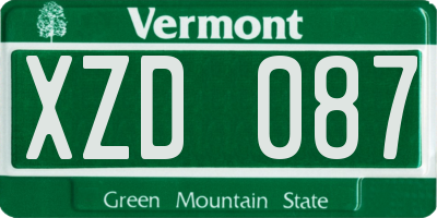 VT license plate XZD087