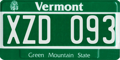 VT license plate XZD093