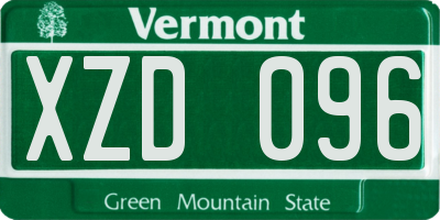 VT license plate XZD096
