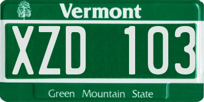 VT license plate XZD103