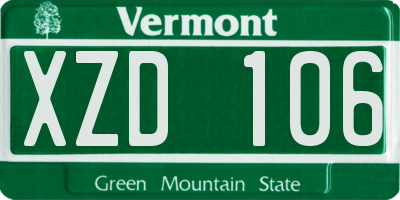 VT license plate XZD106