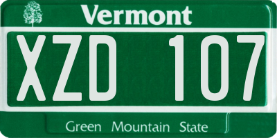 VT license plate XZD107