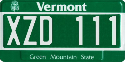 VT license plate XZD111