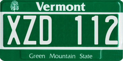 VT license plate XZD112