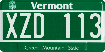 VT license plate XZD113