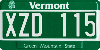 VT license plate XZD115