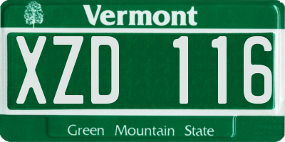 VT license plate XZD116