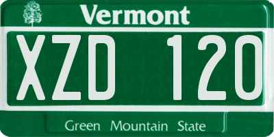 VT license plate XZD120