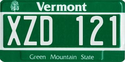 VT license plate XZD121