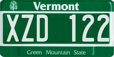 VT license plate XZD122