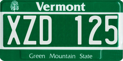 VT license plate XZD125