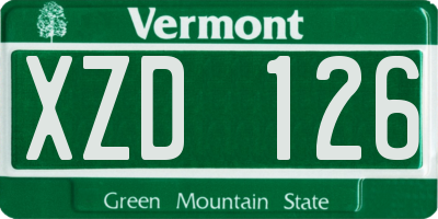 VT license plate XZD126