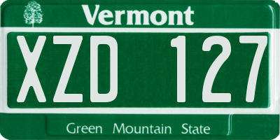 VT license plate XZD127