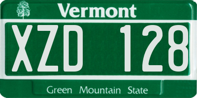 VT license plate XZD128