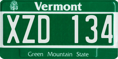 VT license plate XZD134