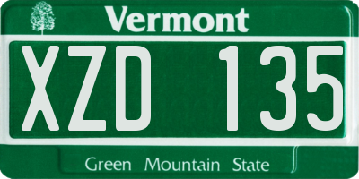 VT license plate XZD135