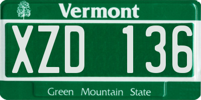 VT license plate XZD136