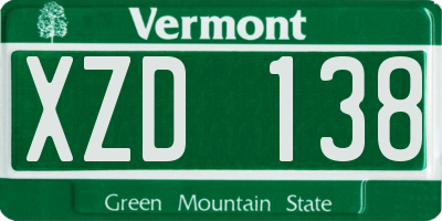 VT license plate XZD138