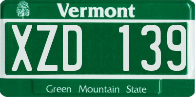 VT license plate XZD139