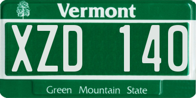 VT license plate XZD140