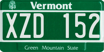 VT license plate XZD152