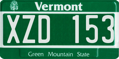 VT license plate XZD153