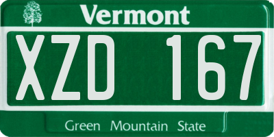 VT license plate XZD167