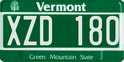 VT license plate XZD180
