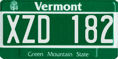 VT license plate XZD182