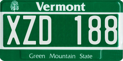 VT license plate XZD188