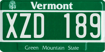 VT license plate XZD189