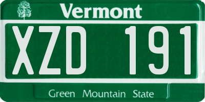 VT license plate XZD191