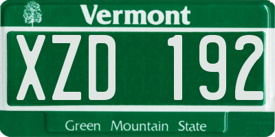 VT license plate XZD192