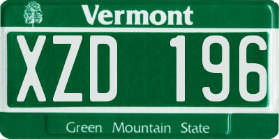 VT license plate XZD196